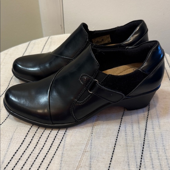 Earth Origins Boots Womens 8 M Gayle Slip On Low Ankle Bootie Black Leather - Picture 4 of 7